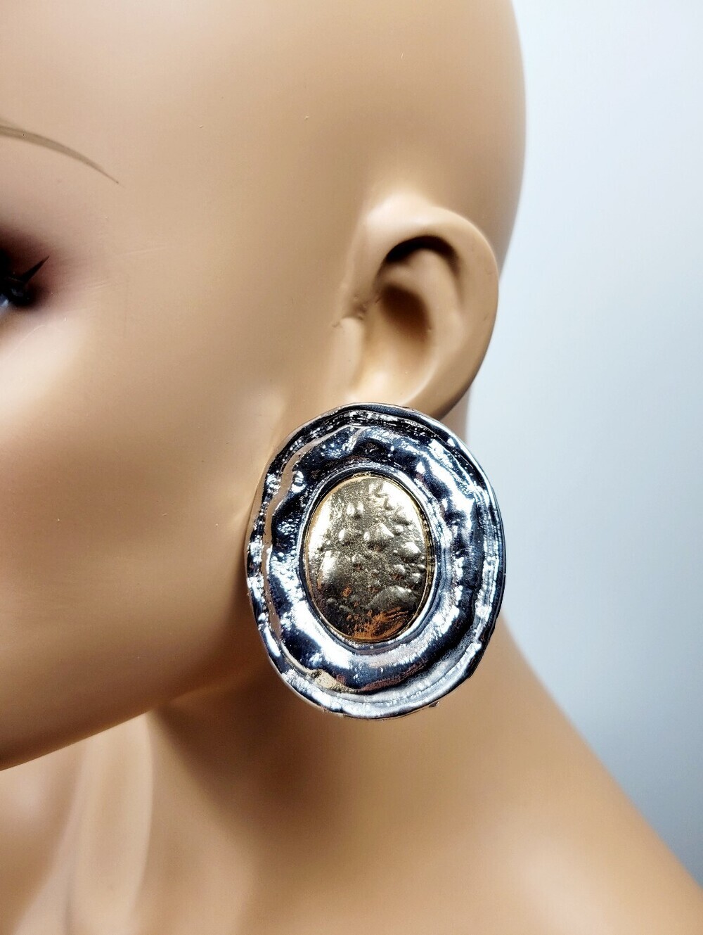 Brand New Silver & Gold Tone Boho Style Large Stud Earrings